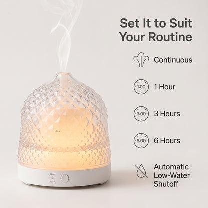 200mL Glass Ultrasonic Aroma Diffuser with 7-Color LED