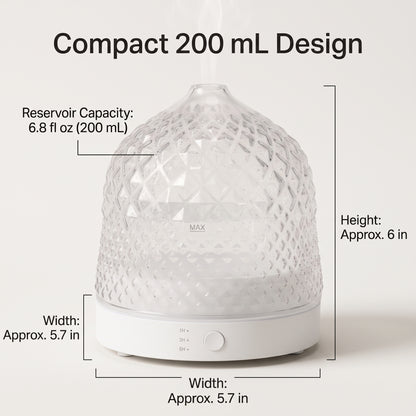 200mL Glass Ultrasonic Aroma Diffuser with 7-Color LED