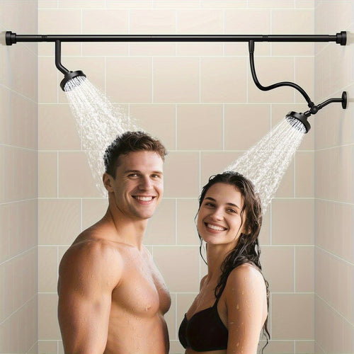 Luxury Dual Shower Head System For Couples – High Pressure Rainfall Spa Shower Kit With Adjustable Extension Bar