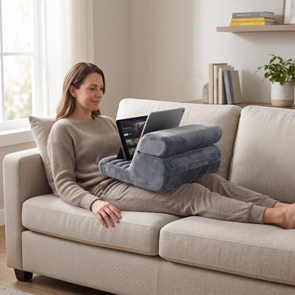 3-Angle Tablet Pillow Stand with Storage Pockets