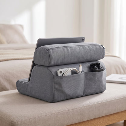 3-Angle Tablet Pillow Stand with Storage Pockets
