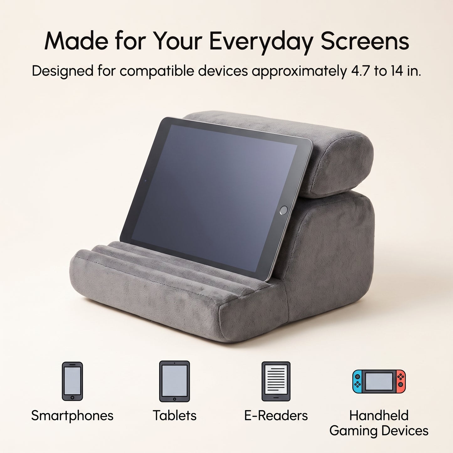 3-Angle Tablet Pillow Stand with Storage Pockets