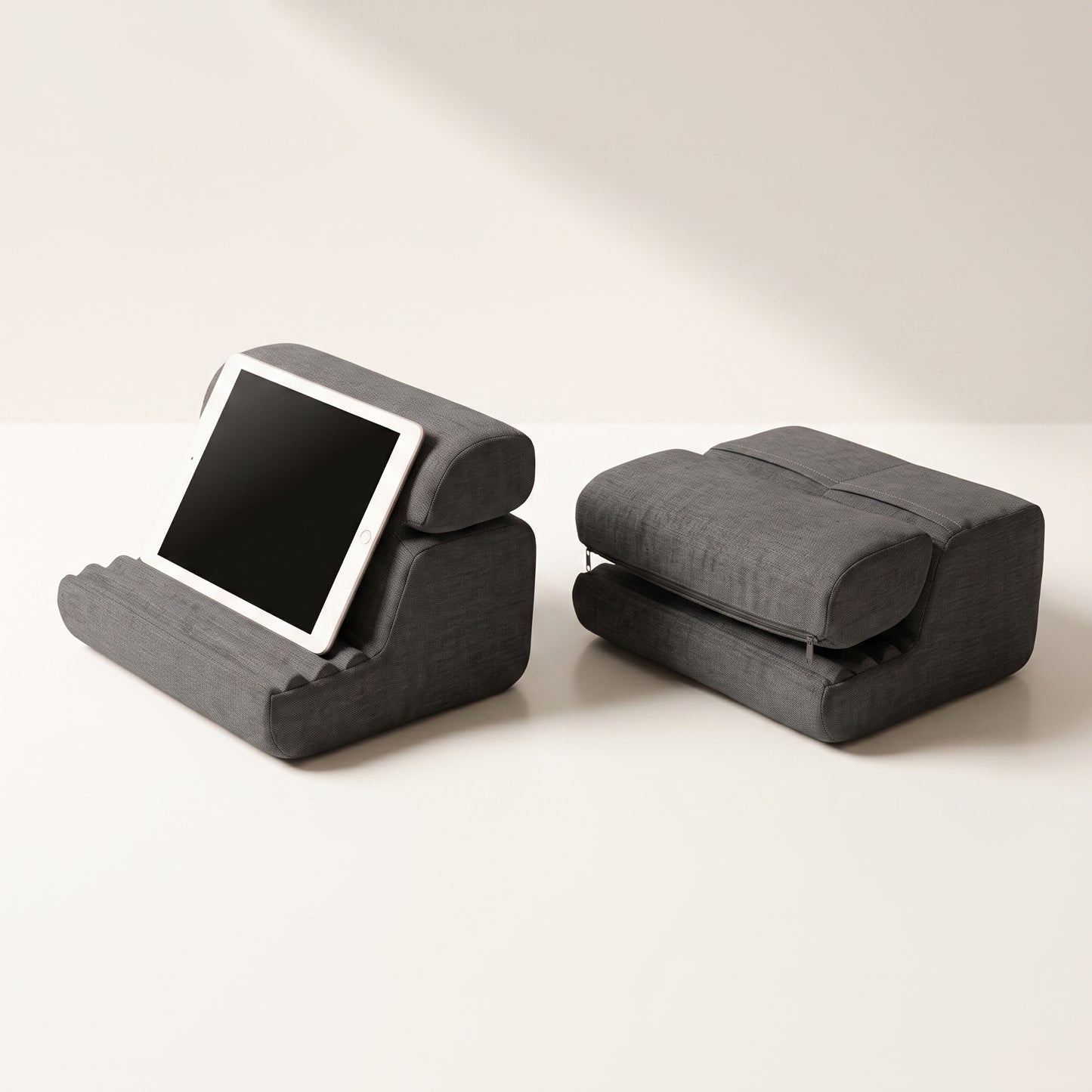 3-Angle Tablet Pillow Stand with Storage Pockets