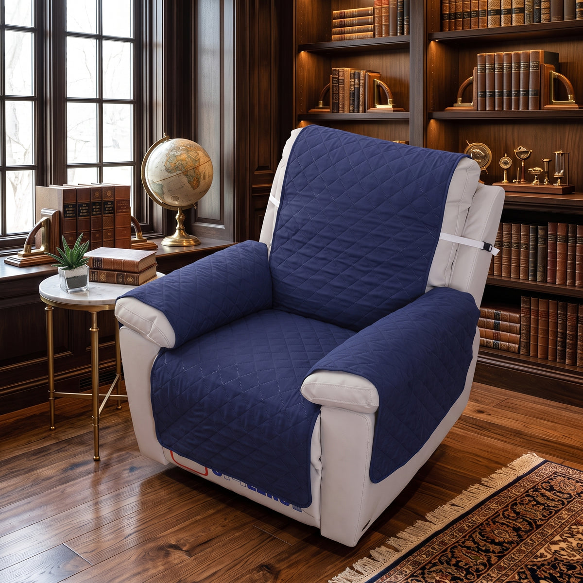 3-Layer Quilted Recliner Chair Protector with Securing Strap