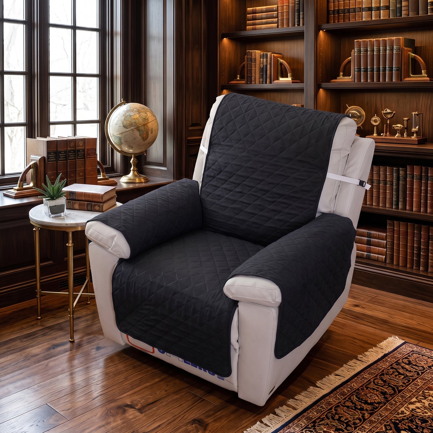 3-Layer Quilted Recliner Chair Protector with Securing Strap