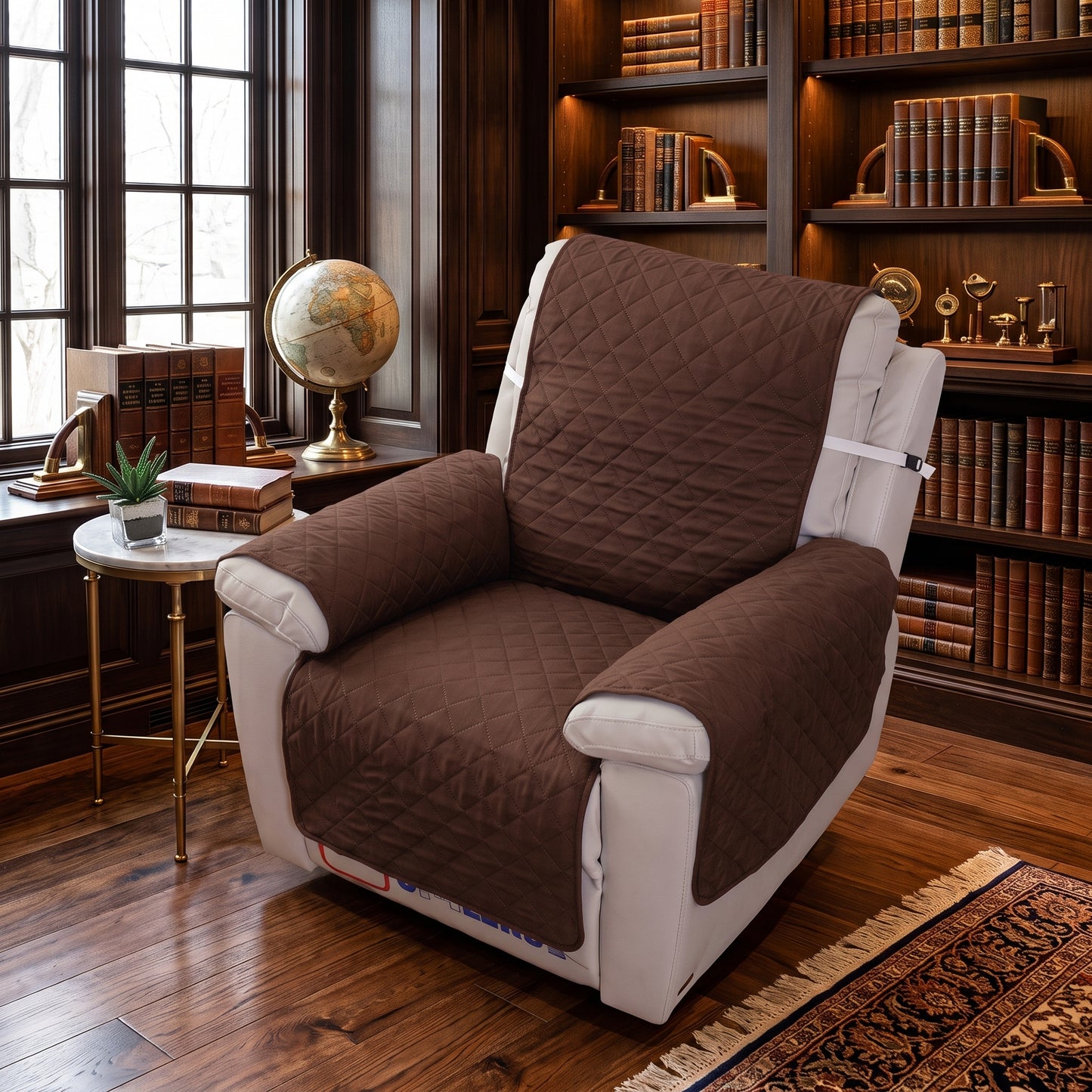 3-Layer Quilted Recliner Chair Protector with Securing Strap
