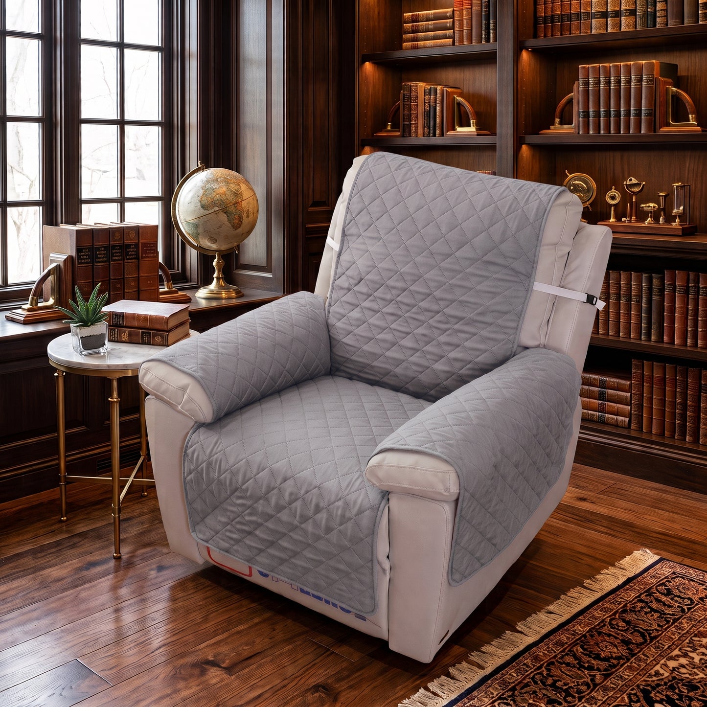 3-Layer Quilted Recliner Chair Protector with Securing Strap