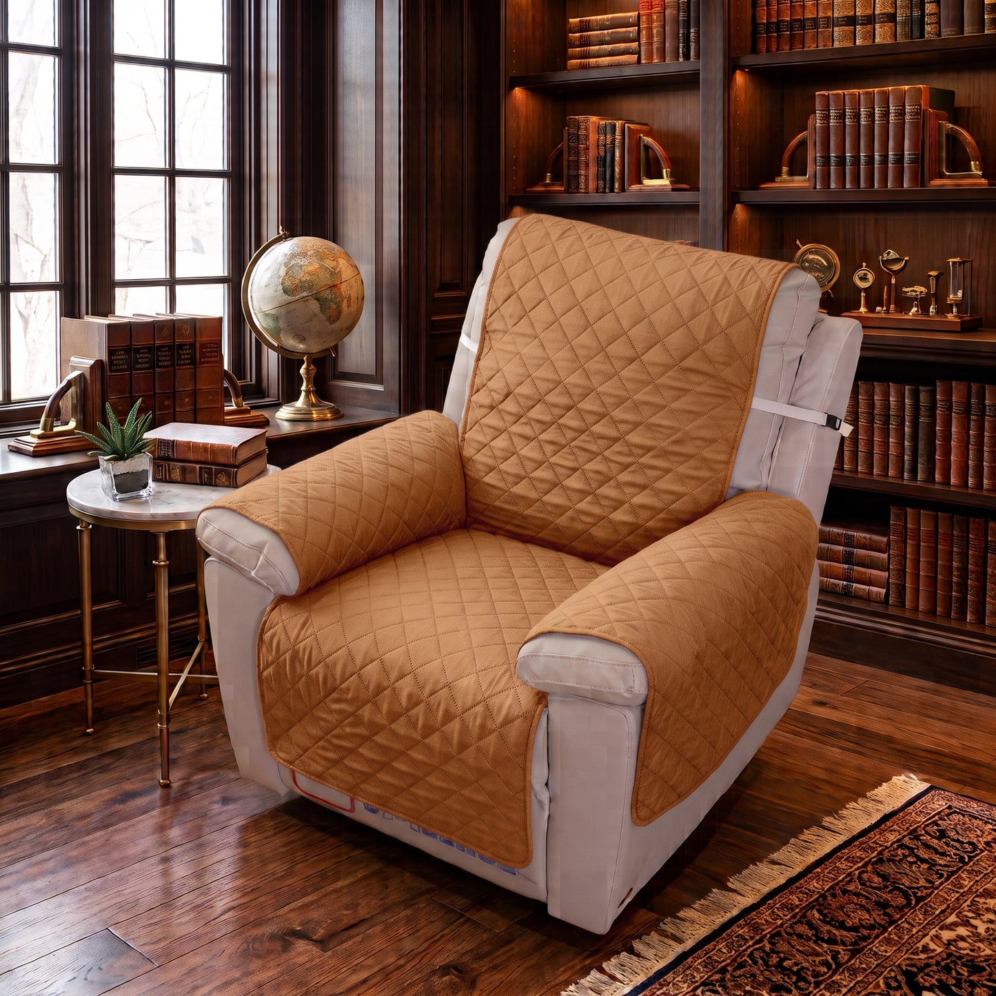 3-Layer Quilted Recliner Chair Protector with Securing Strap
