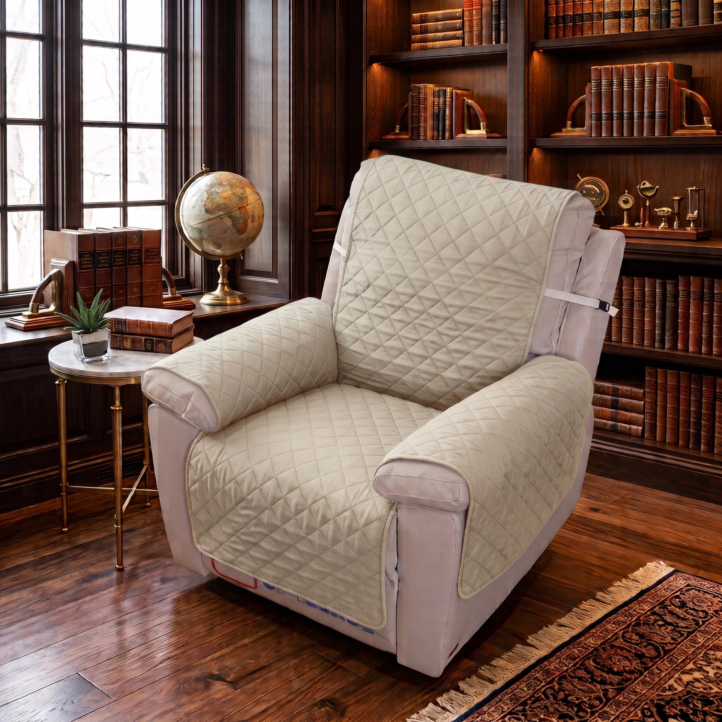 3-Layer Quilted Recliner Chair Protector with Securing Strap