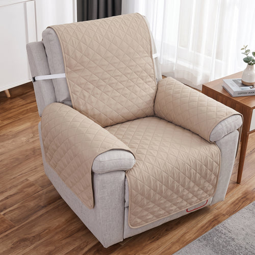 3-Layer Quilted Recliner Chair Protector with Securing Strap