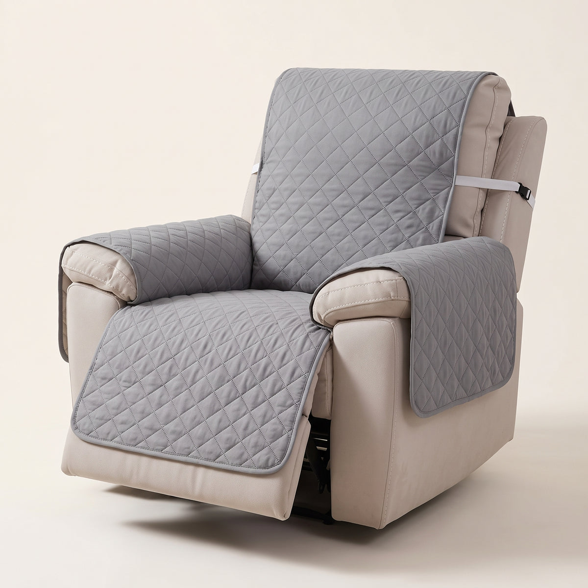 3-Layer Quilted Recliner Chair Protector with Securing Strap