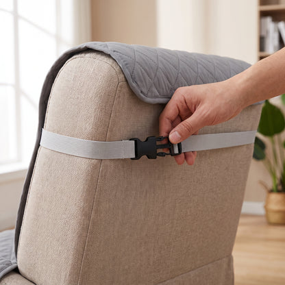 3-Layer Quilted Recliner Chair Protector with Securing Strap
