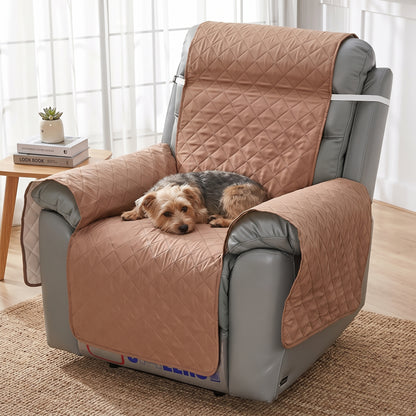 3-Layer Quilted Recliner Chair Protector with Securing Strap