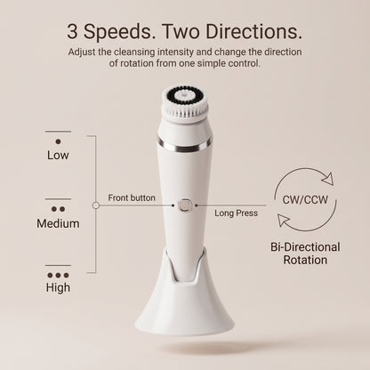 3-Speed Facial Cleansing Brush with Bi-Directional Rotation