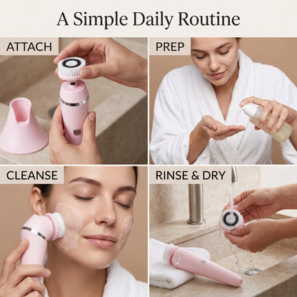 3-Speed Facial Cleansing Brush with Bi-Directional Rotation