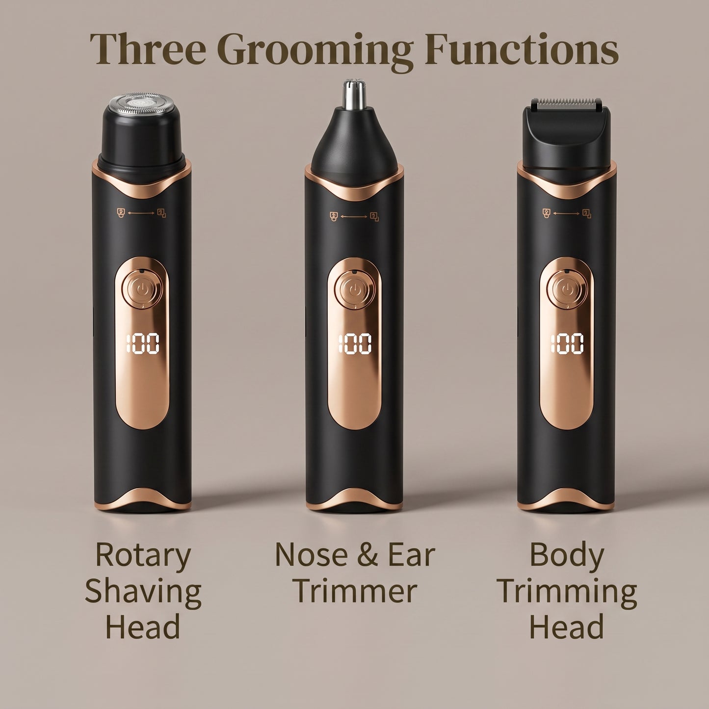 3-in-1 Body Grooming Trimmer with Interchangeable Shaving Heads
