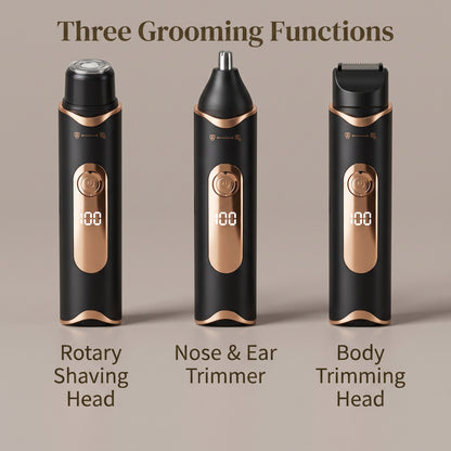 3-in-1 Body Grooming Trimmer with Interchangeable Shaving Heads
