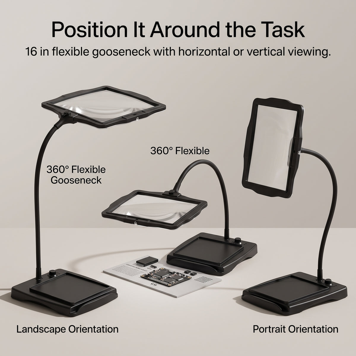 3X LED Desktop Magnifier with 360° Flexible Gooseneck Stand