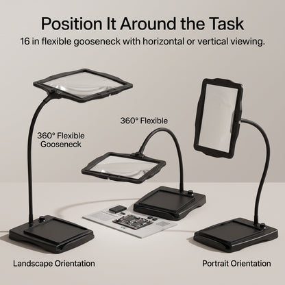 3X LED Desktop Magnifier with 360° Flexible Gooseneck Stand