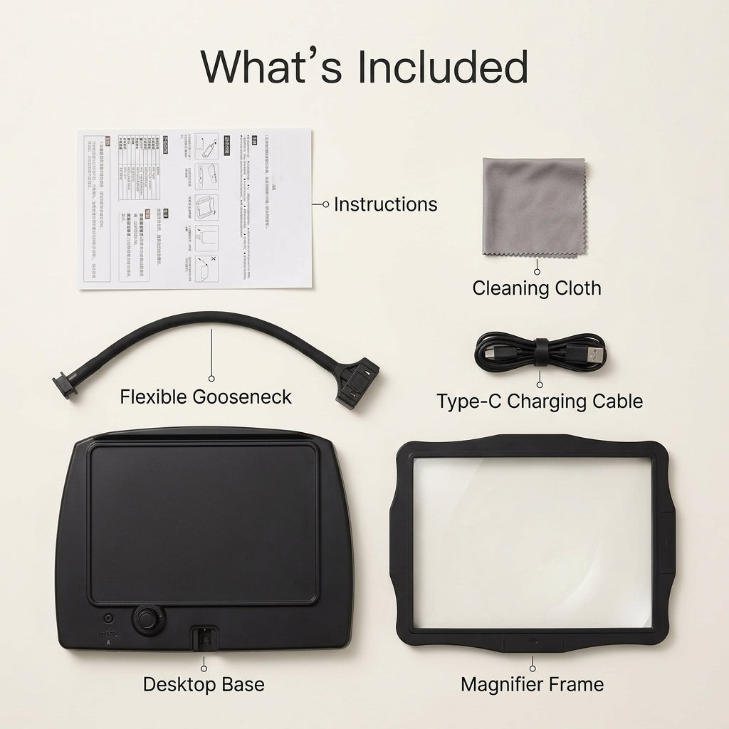 3X LED Desktop Magnifier with 360° Flexible Gooseneck Stand
