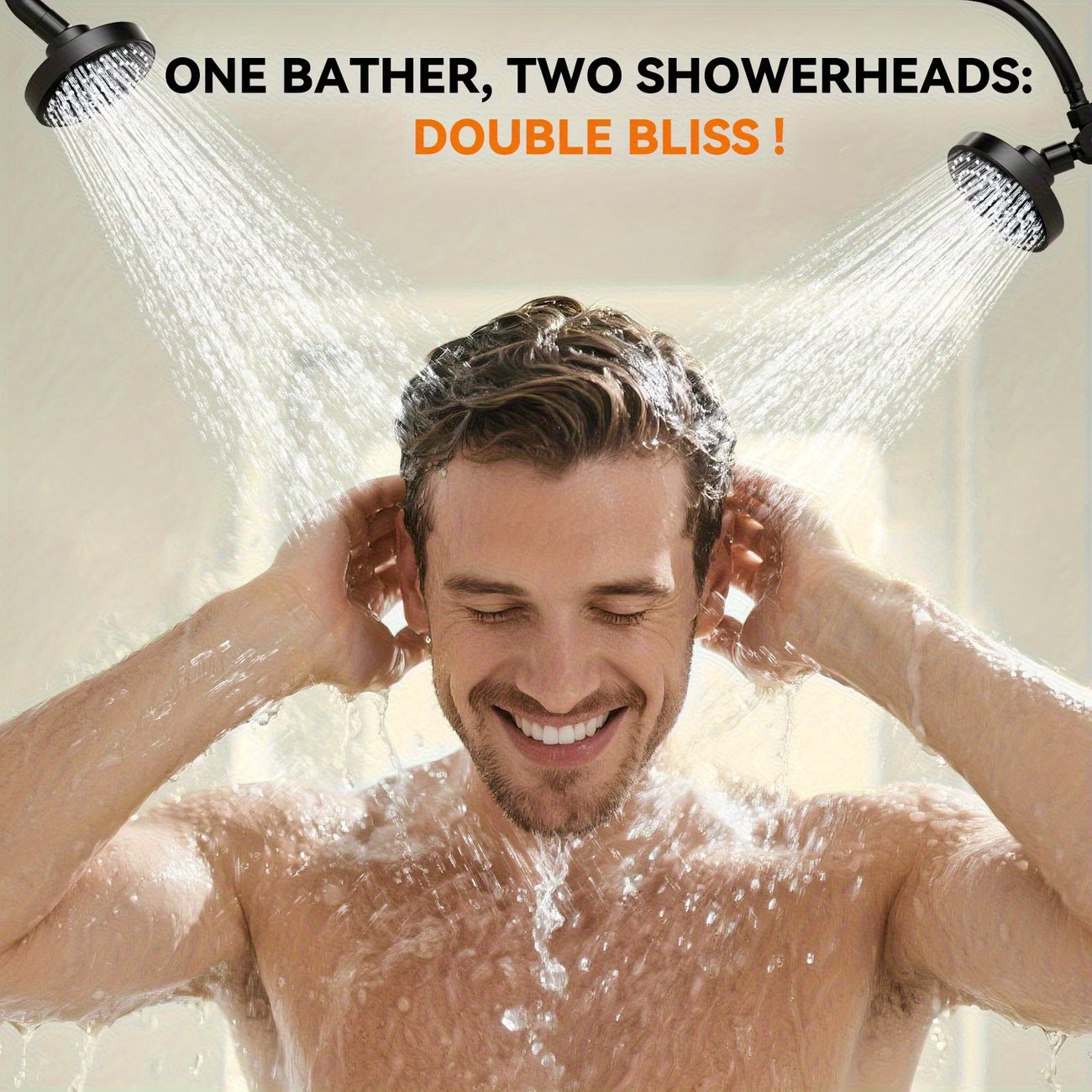 Luxury Dual Shower Head System For Couples – High Pressure Rainfall Spa Shower Kit With Adjustable Extension Bar