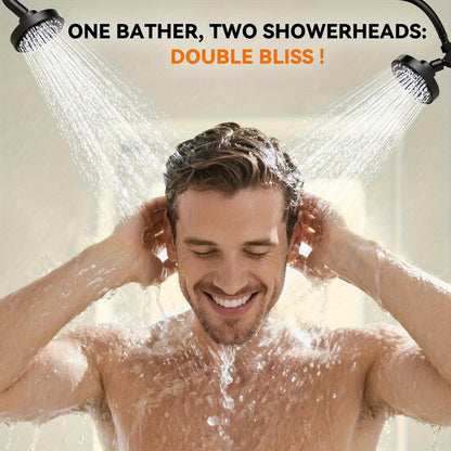 Luxury Dual Shower Head System For Couples – High Pressure Rainfall Spa Shower Kit With Adjustable Extension Bar