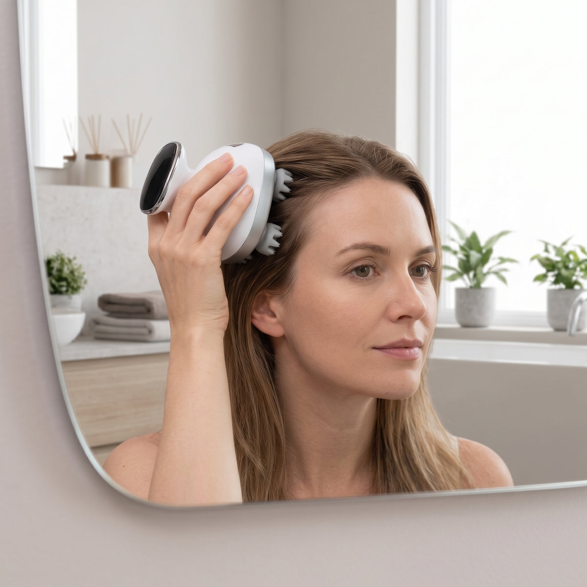4-Head Rotating Scalp Massager with Interchangeable Massage Heads & Light Modes