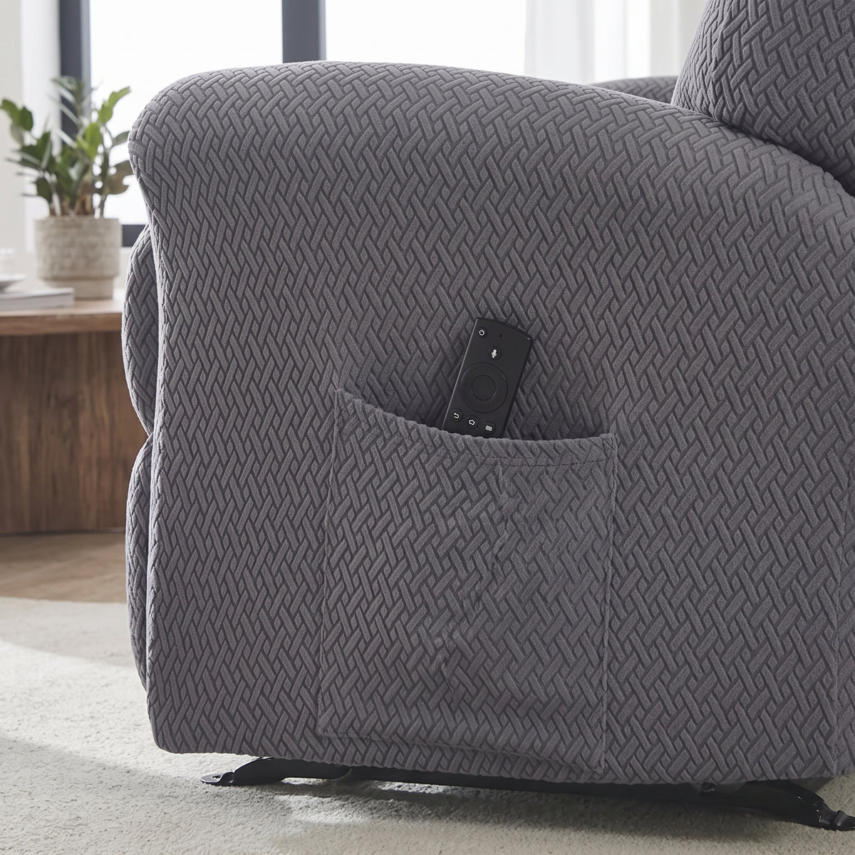 4-Piece Jacquard Stretch Recliner Chair Cover with Side Pocket