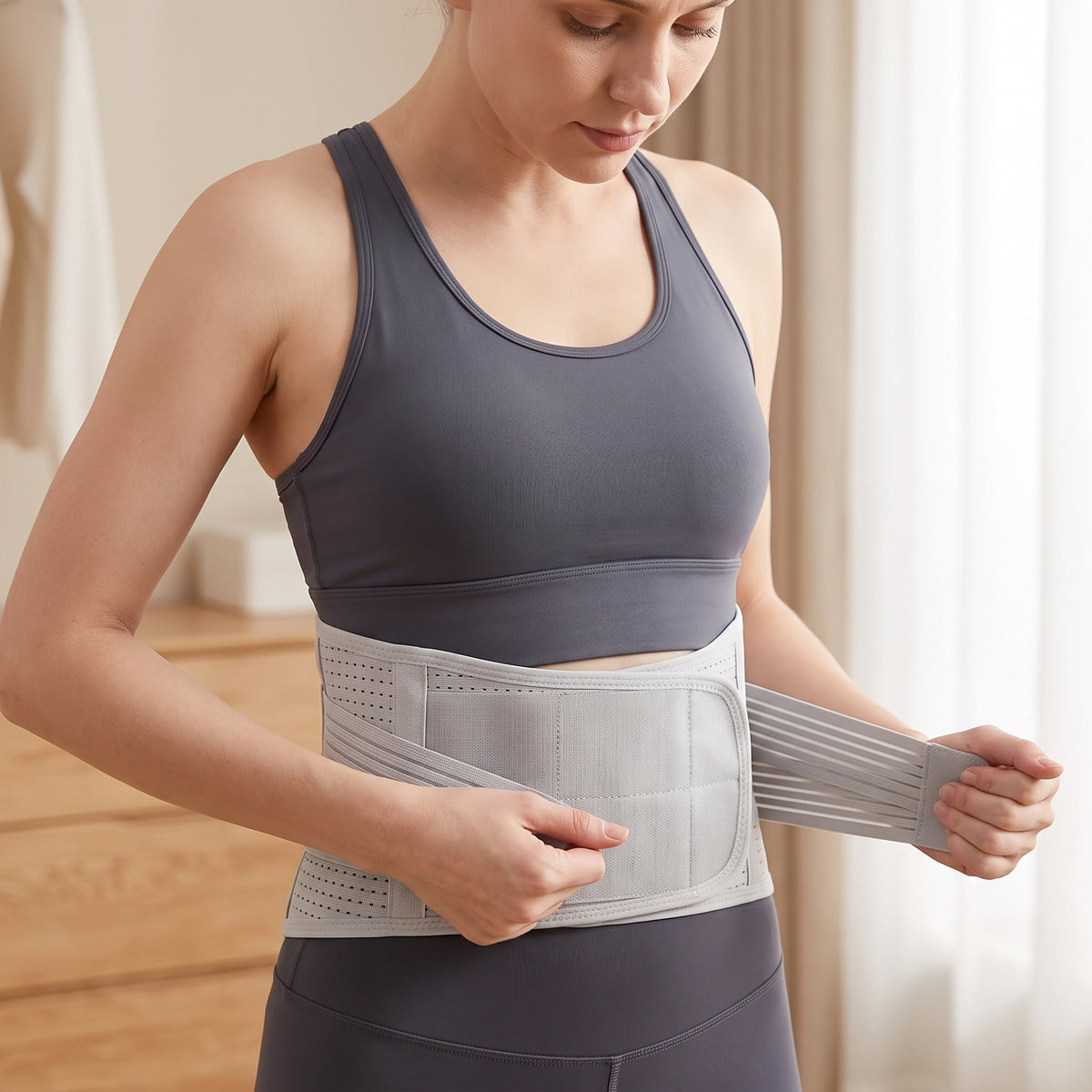 4-Stay Breathable Lumbar Support Back Brace