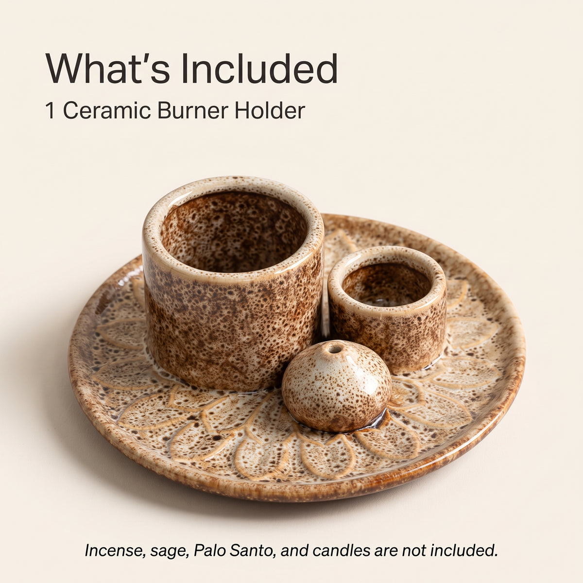 4-in-1 Ceramic Incense, Sage, Palo Santo & Candle Holder
