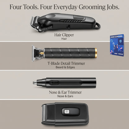 4-in-1 Men's Grooming Kit with Digital Battery Display