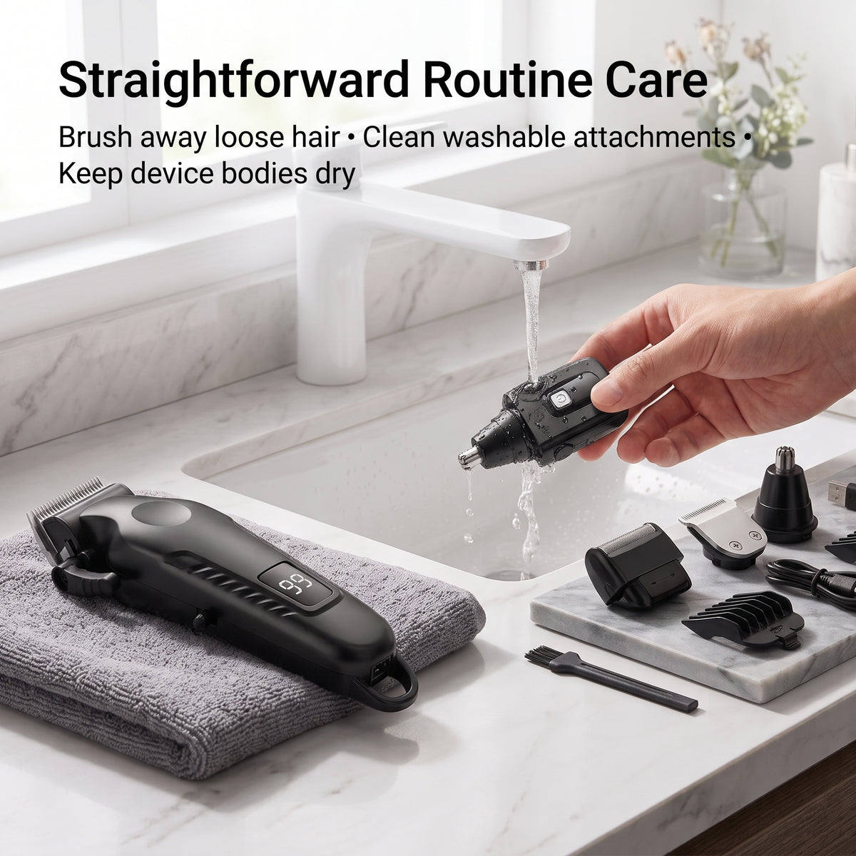 4-in-1 Men's Grooming Kit with Digital Battery Display