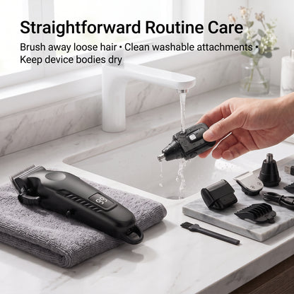 4-in-1 Men's Grooming Kit with Digital Battery Display