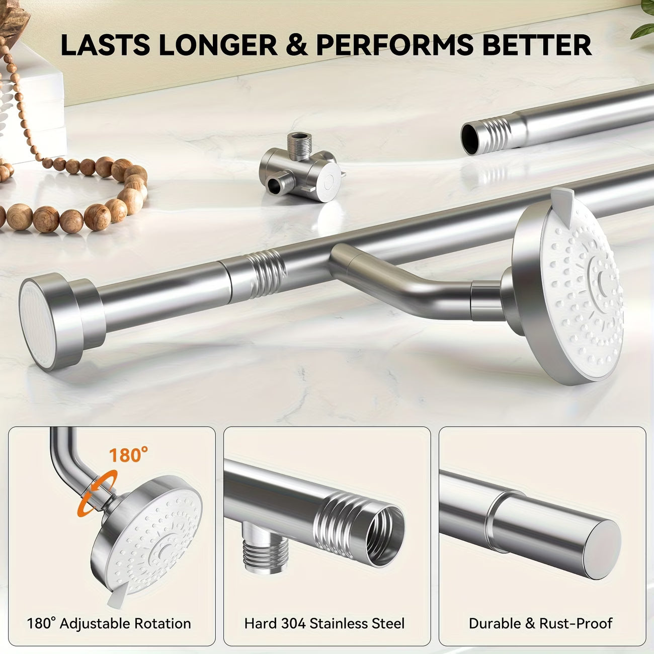 Luxury Dual Shower Head System For Couples – High Pressure Rainfall Spa Shower Kit With Adjustable Extension Bar