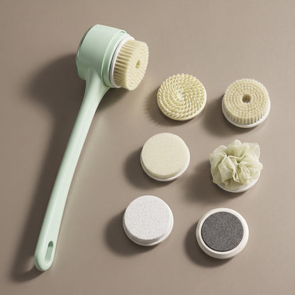 5-Head Rotating Electric Shower Brush with Long Handle