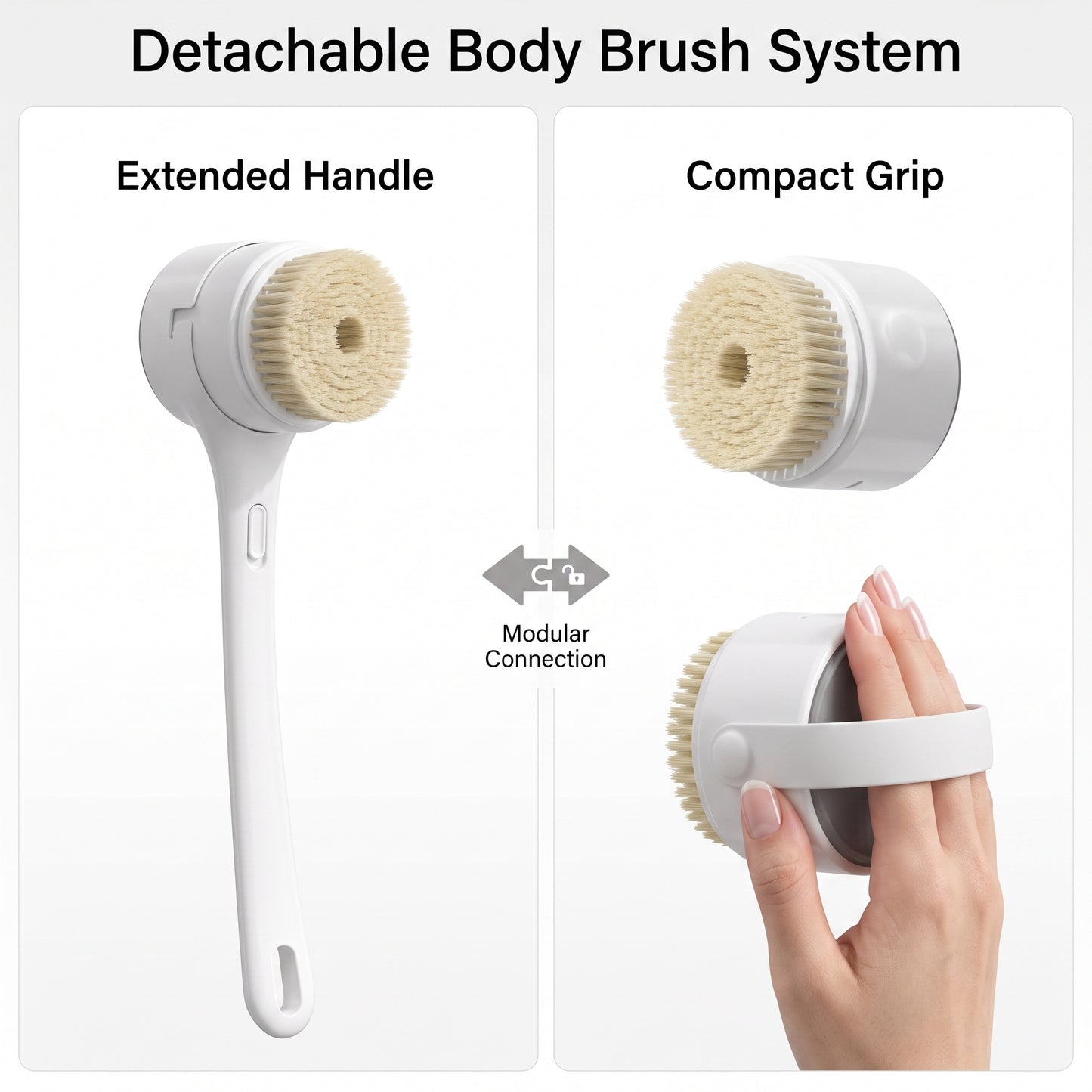 5-Head Rotating Electric Shower Brush with Long Handle