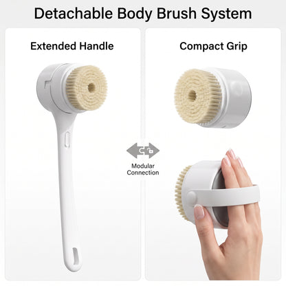 5-Head Rotating Electric Shower Brush with Long Handle
