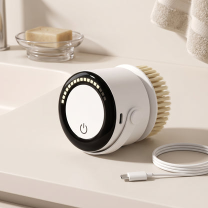 5-Head Rotating Electric Shower Brush with Long Handle