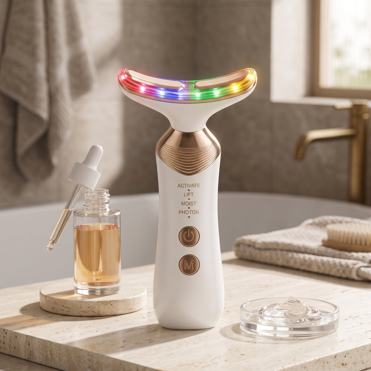 5-Mode LED Face & Neck Massager with EMS & Warming