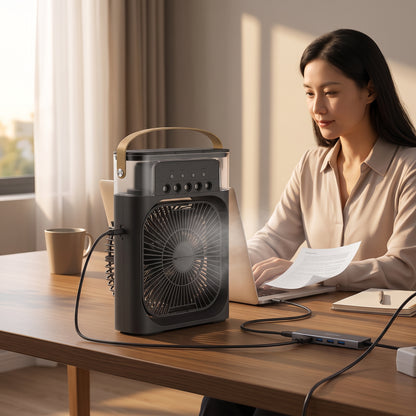 5-Nozzle Personal Misting Air Cooler Fan with LED Light