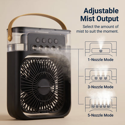5-Nozzle Personal Misting Air Cooler Fan with LED Light