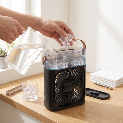 5-Nozzle Personal Misting Air Cooler Fan with LED Light