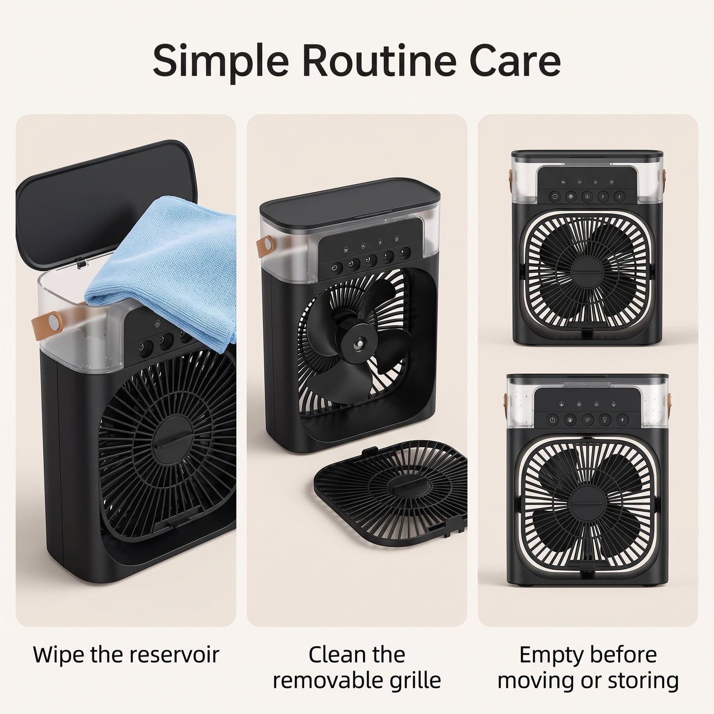 5-Nozzle Personal Misting Air Cooler Fan with LED Light
