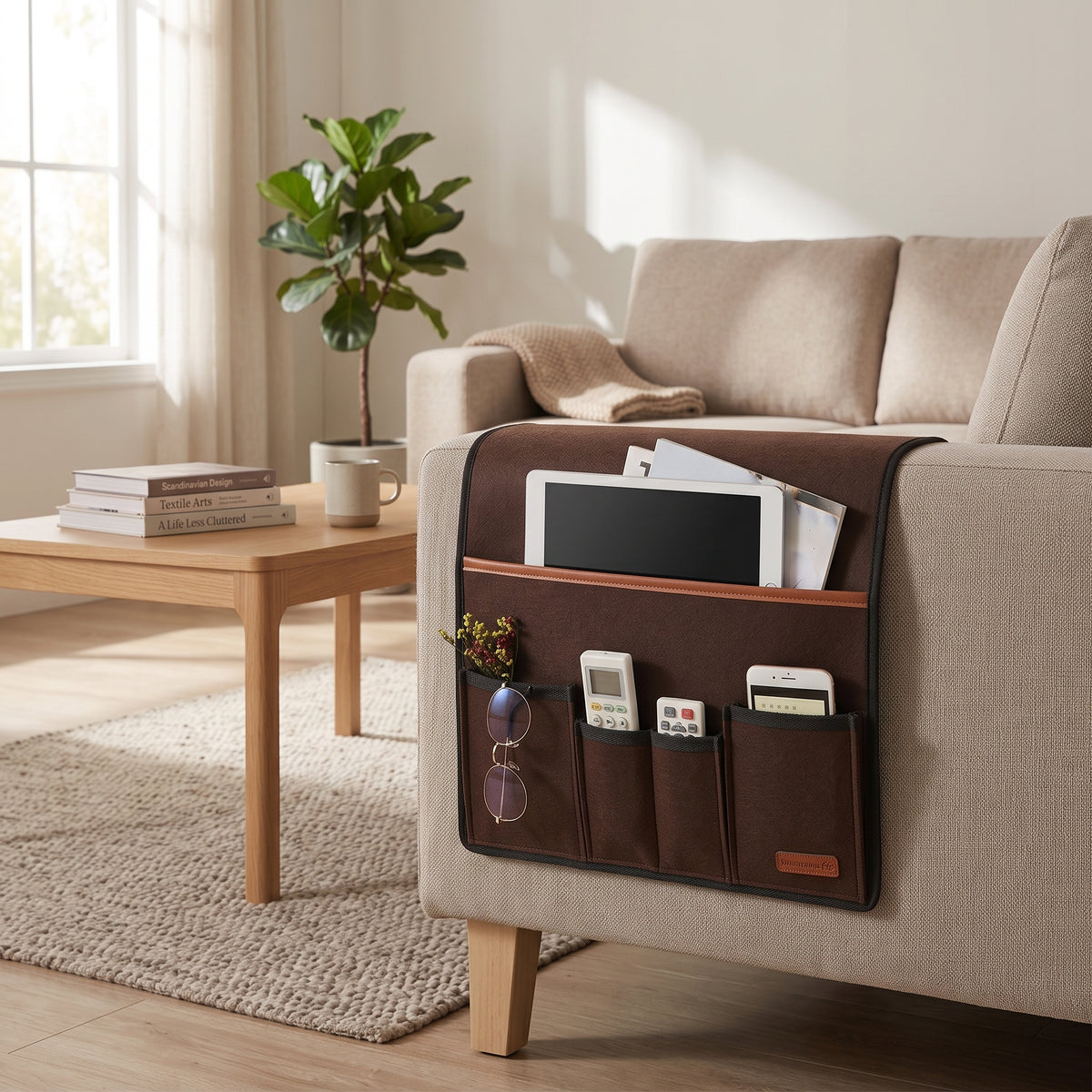 5-Pocket Felt Sofa & Recliner Armrest Organizer