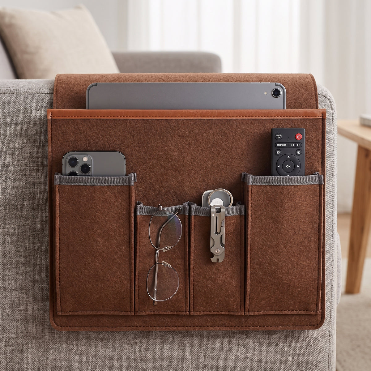 5-Pocket Felt Sofa & Recliner Armrest Organizer