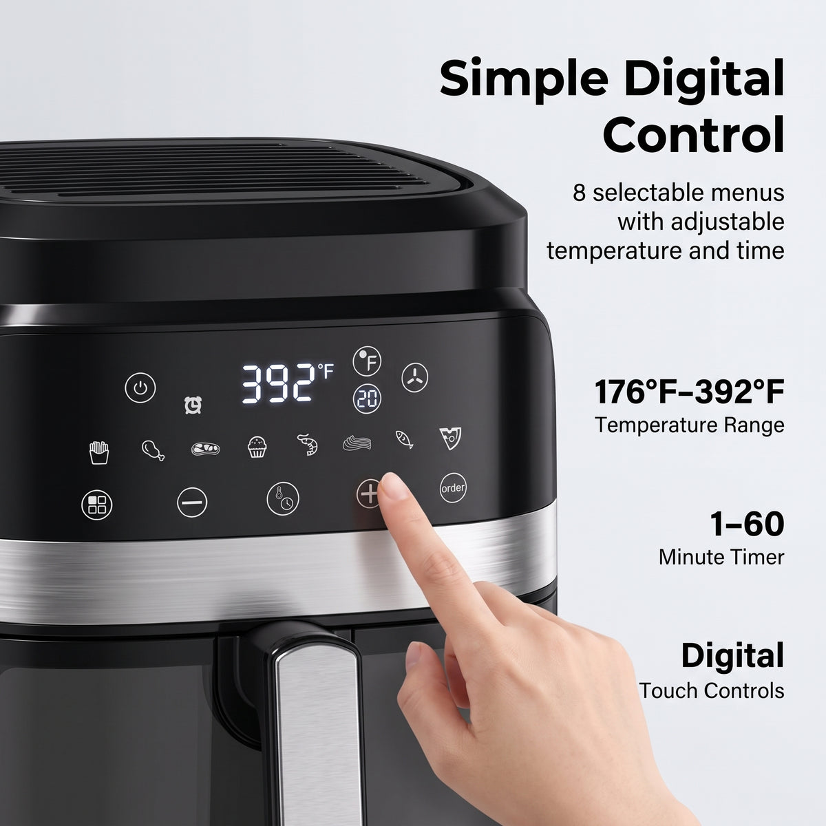 5.5L Digital Air Fryer with Viewing Window & 8 Cooking Presets