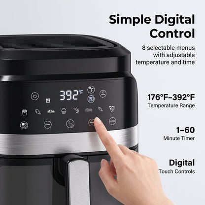 5.5L Digital Air Fryer with Viewing Window & 8 Cooking Presets