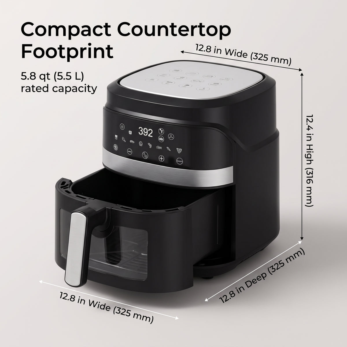 5.5L Digital Air Fryer with Viewing Window & 8 Cooking Presets