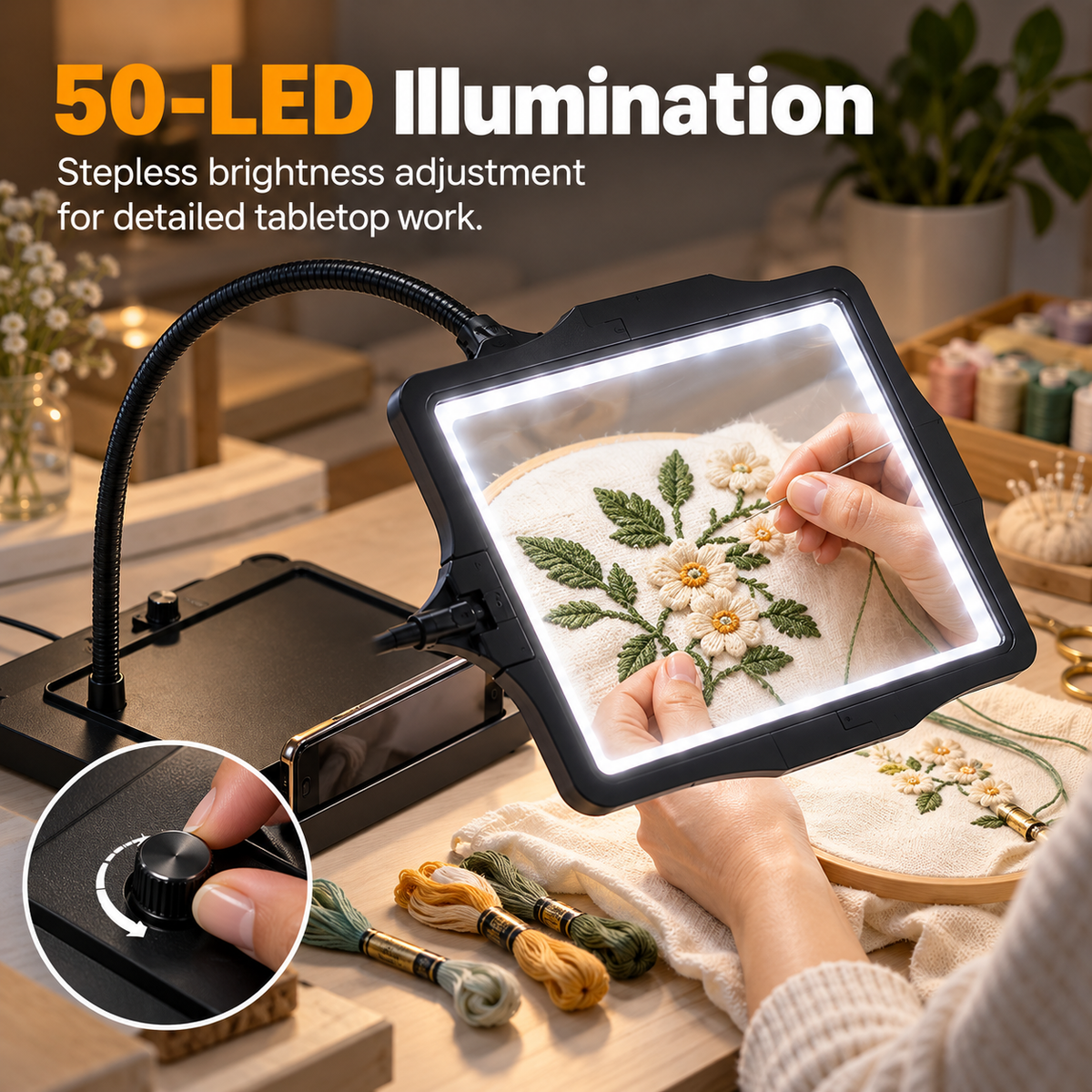 10X Full-Page LED Magnifier with 3-in-1 Flexible Stand