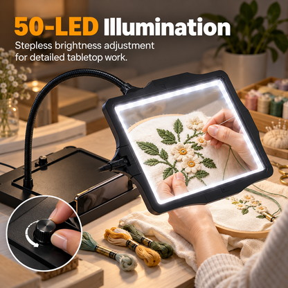 10X Full-Page LED Magnifier with 3-in-1 Flexible Stand